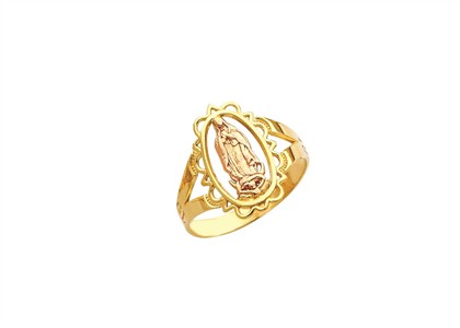 Two Tone Plated Mother Mary Ring